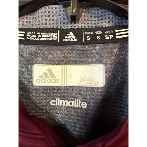 Adidas Climalite Fielders Choice Mens 3/4 Sleeve Baseball Henley Maroon /Gray Sm - Picture 3 of 6